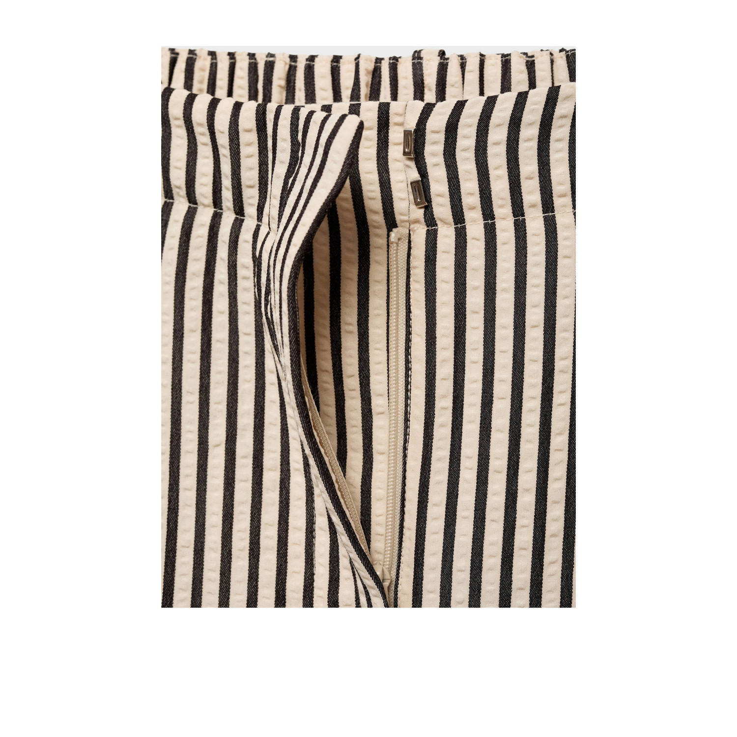 Mango straight regular waist casual broek zwart ecru
