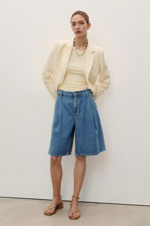 regular low waist denim short dark blue denim