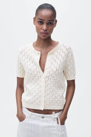 gebreid vest beige