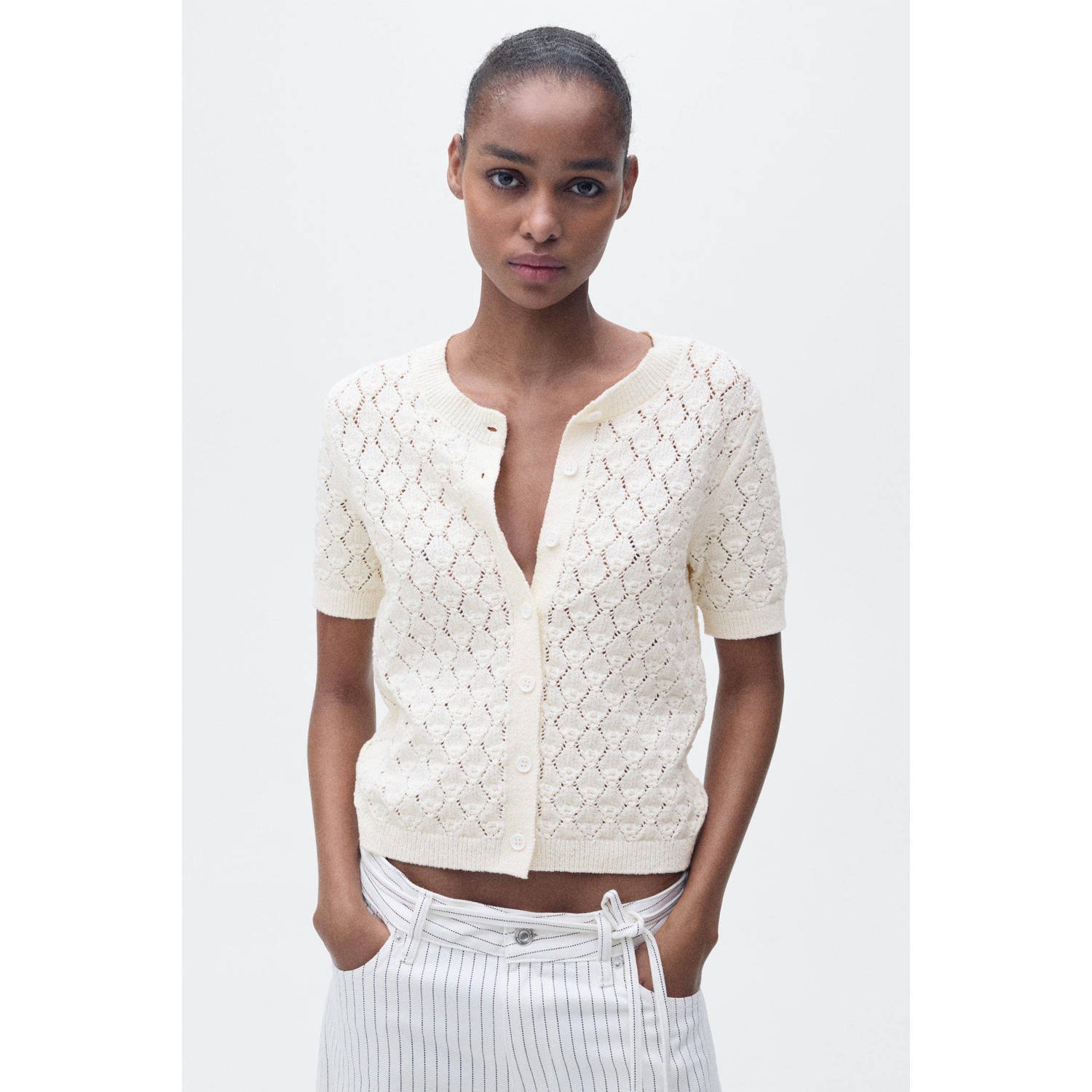 Mango gebreid vest beige