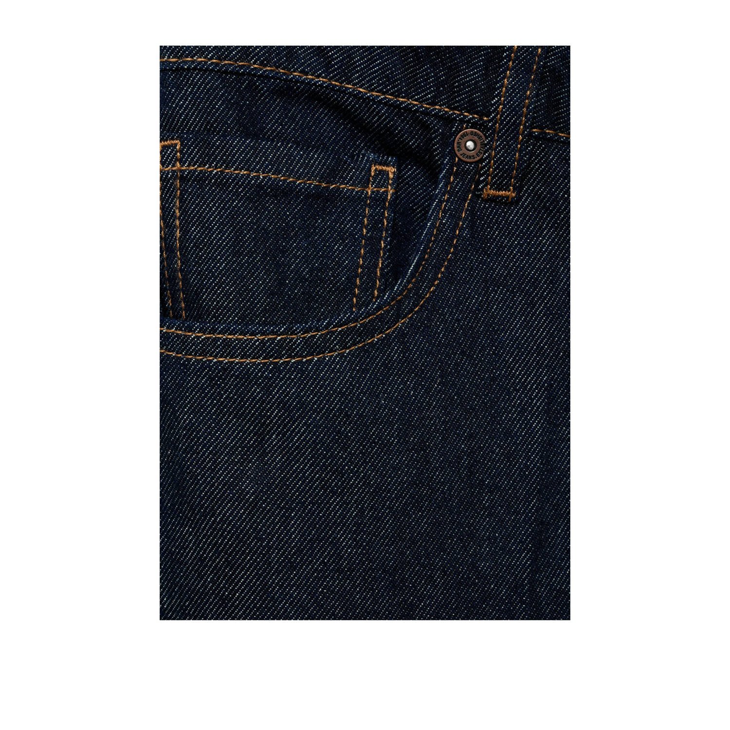 Mango denim wide leg high waist denim short dark blue denim