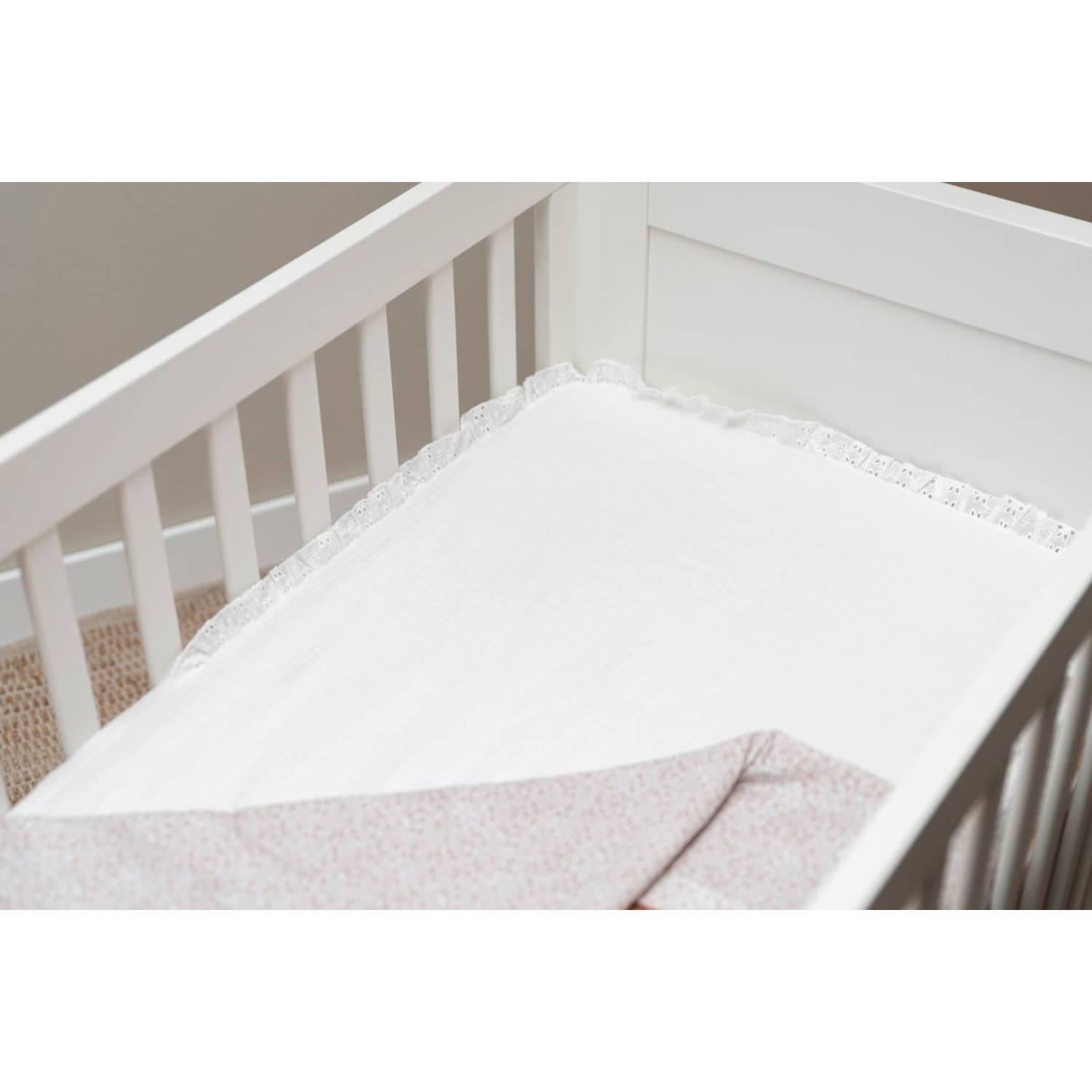 Baby's Only katoenen baby hoeslaken ledikant 60 x 120 cm wit