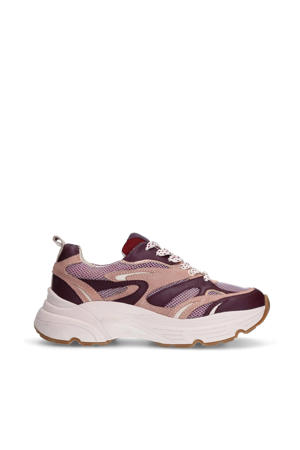 chunky leren sneakers paars