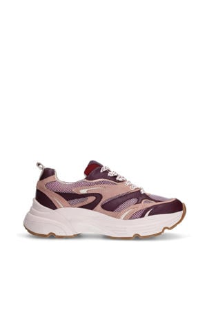 chunky leren sneakers paars