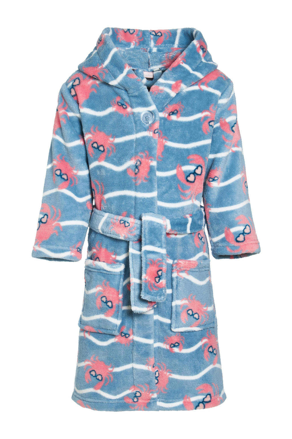 Playshoes badjas Crab lichtblauw/roze