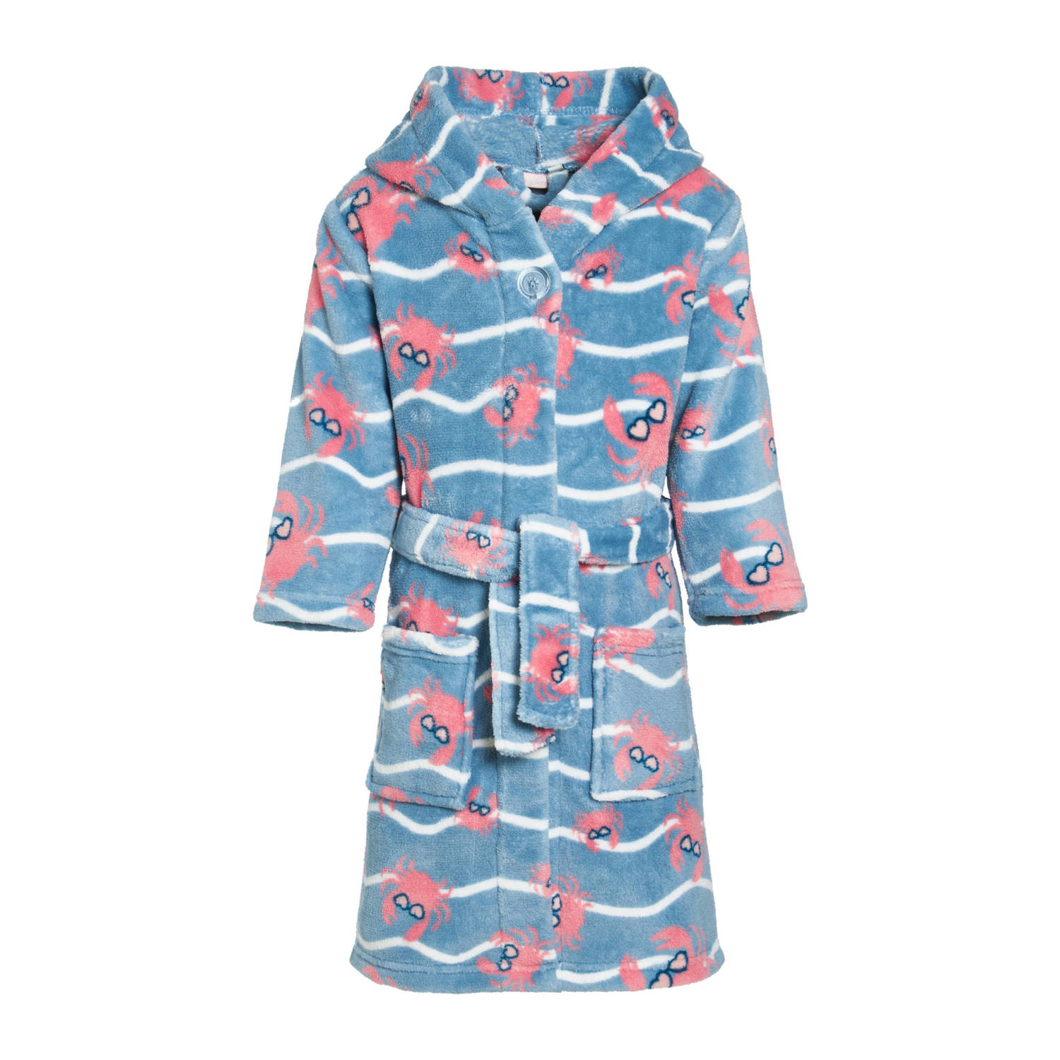 Playshoes badjas Crab lichtblauw roze