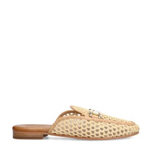 raffia slippers beige
