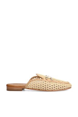 raffia slippers beige