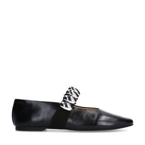 leren ballerina's zwart