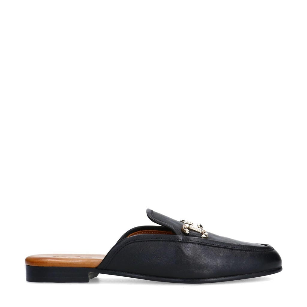 Zwarte dames Sacha leren slippers