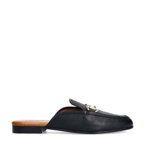 Sacha leren slippers zwart afbeelding