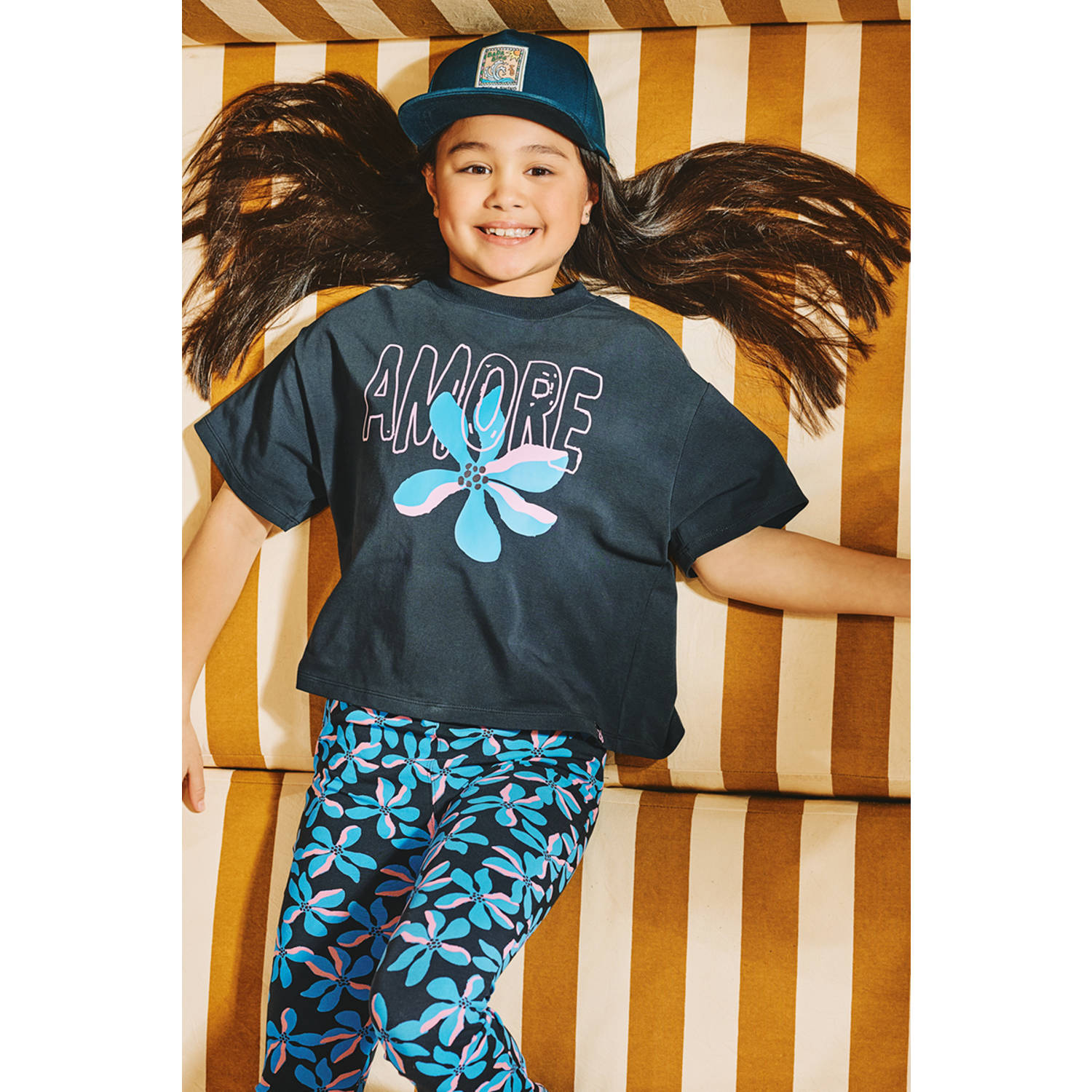 Z8 kids T-shirt Kelcie antraciet lichtblauw roze