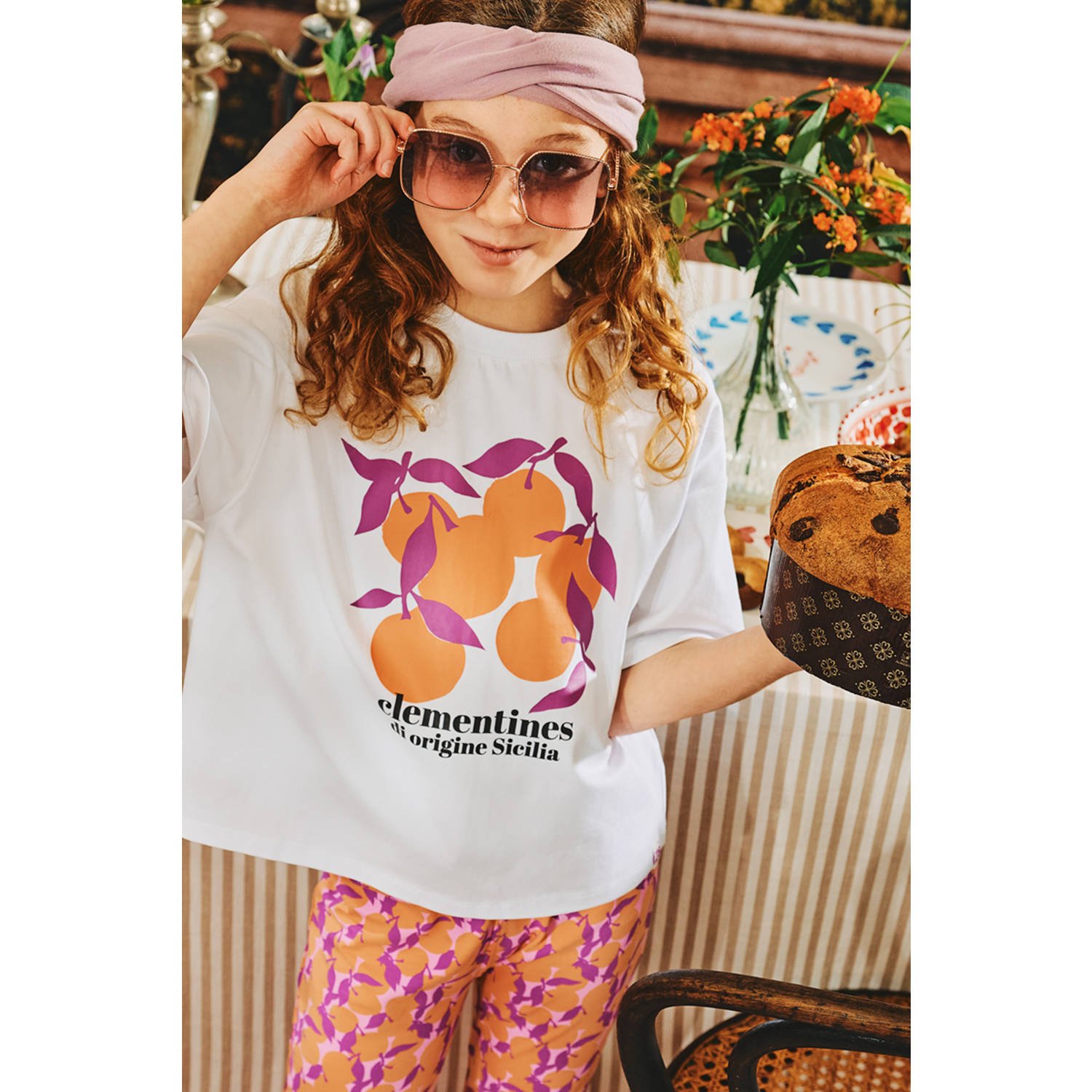 Z8 kids T-shirt Piera wit oranje paars