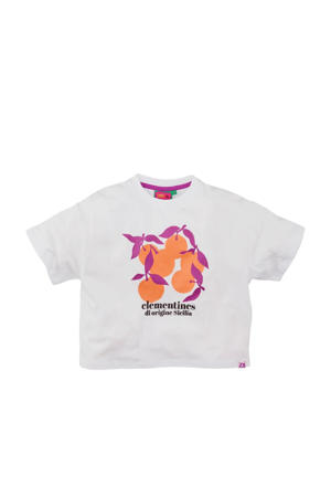 T-shirt Piera wit/oranje/paars