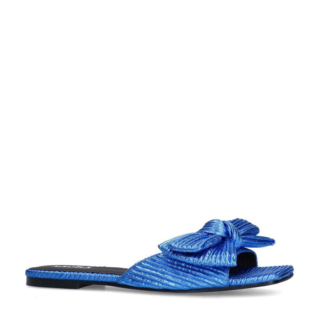 Blauwe dames Sacha slippers van textiel