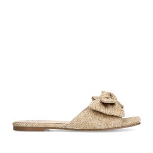 raffia slippers beige