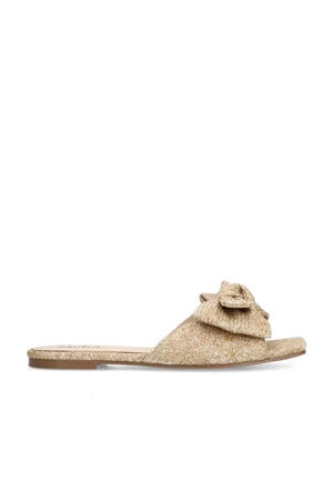 raffia slippers beige