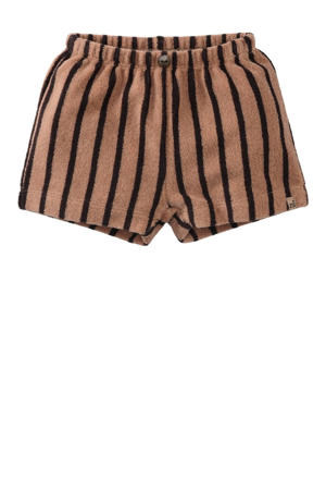 badstof korte broek Sergio met streepdessin bruin/zwart