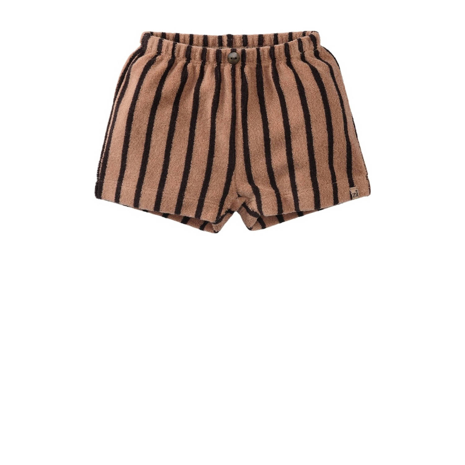 Z8 newborn badstof korte broek Sergio met streepdessin bruin zwart