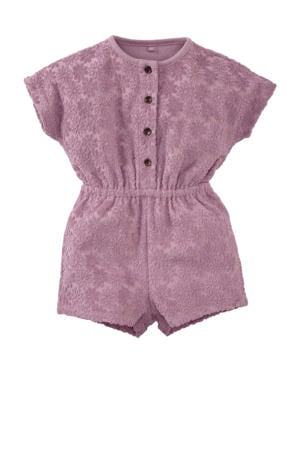playsuit Elda met bloemen textuur lavendel