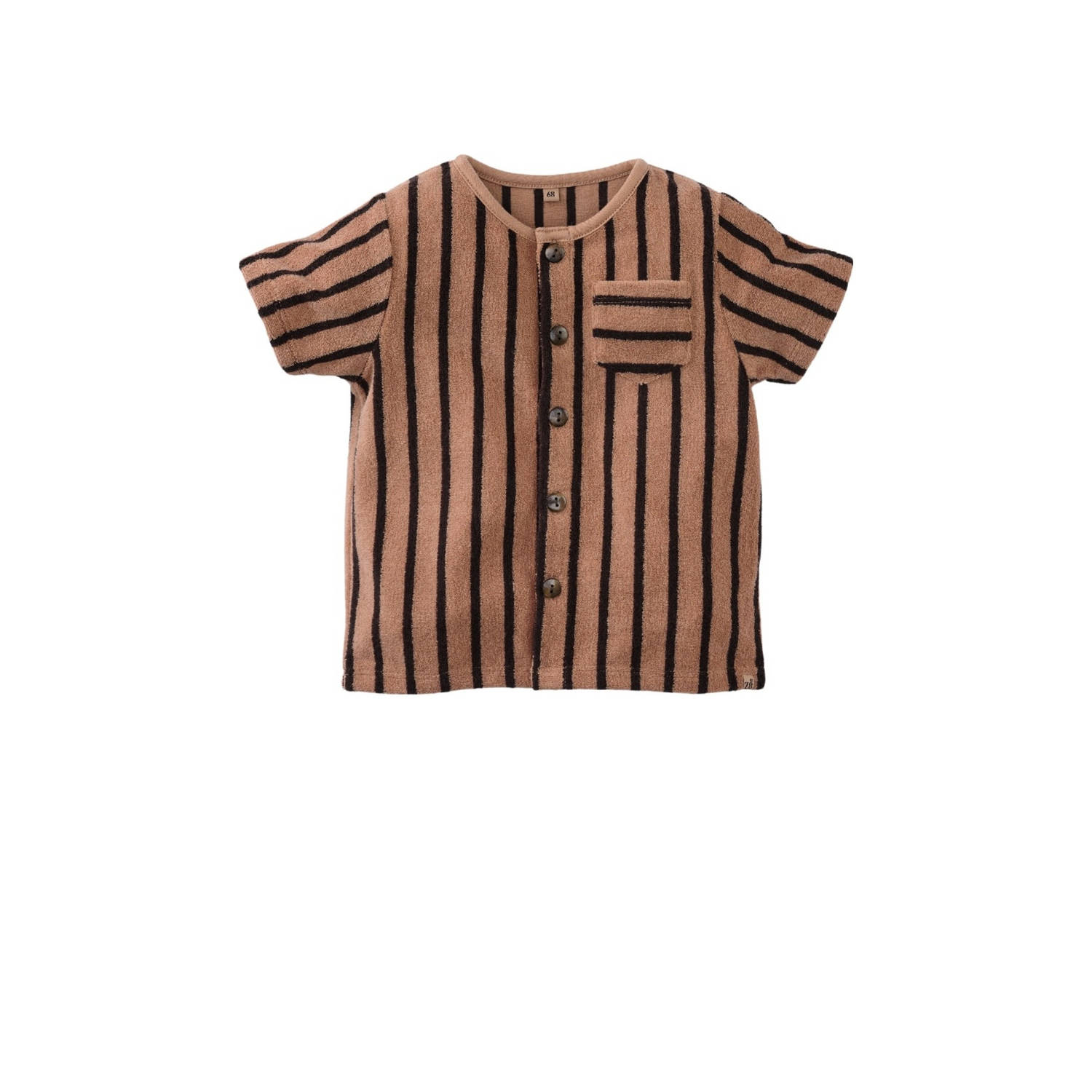 Z8 newborn badstof T-shirt Stefano met streepdessin bruin zwart