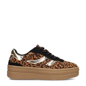 Bodie sneakers met panterprint cognac