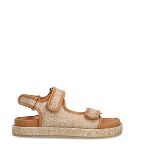 raffia sandalen beige