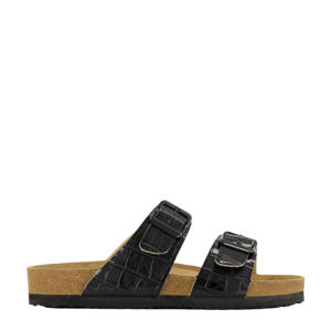   lak slippers zwart
