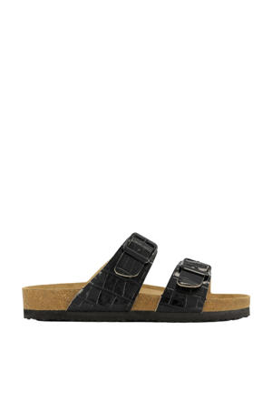   lak slippers zwart