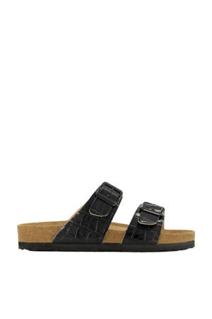 lak slippers zwart