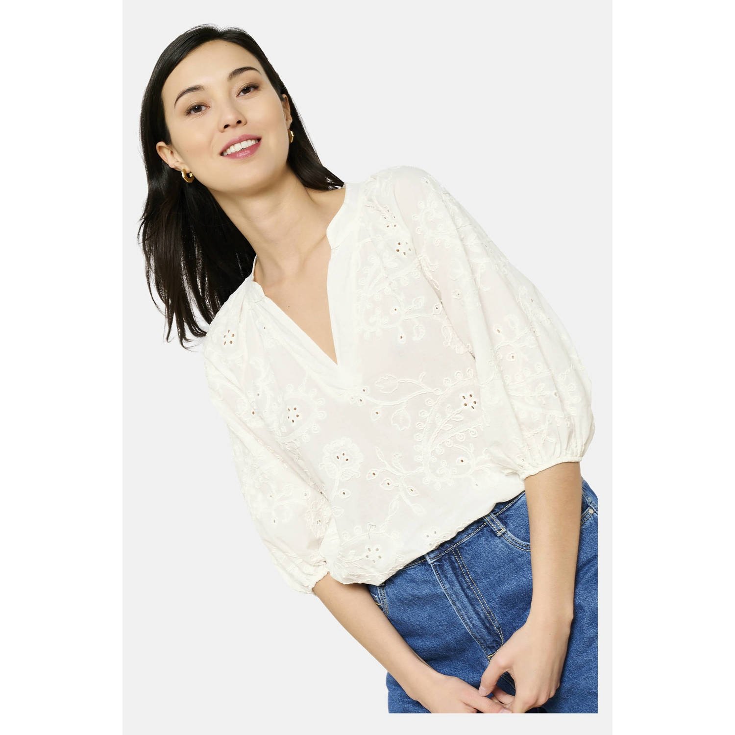 LOLALIZA top ecru broderie