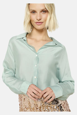 satijnen blouse mintgroen