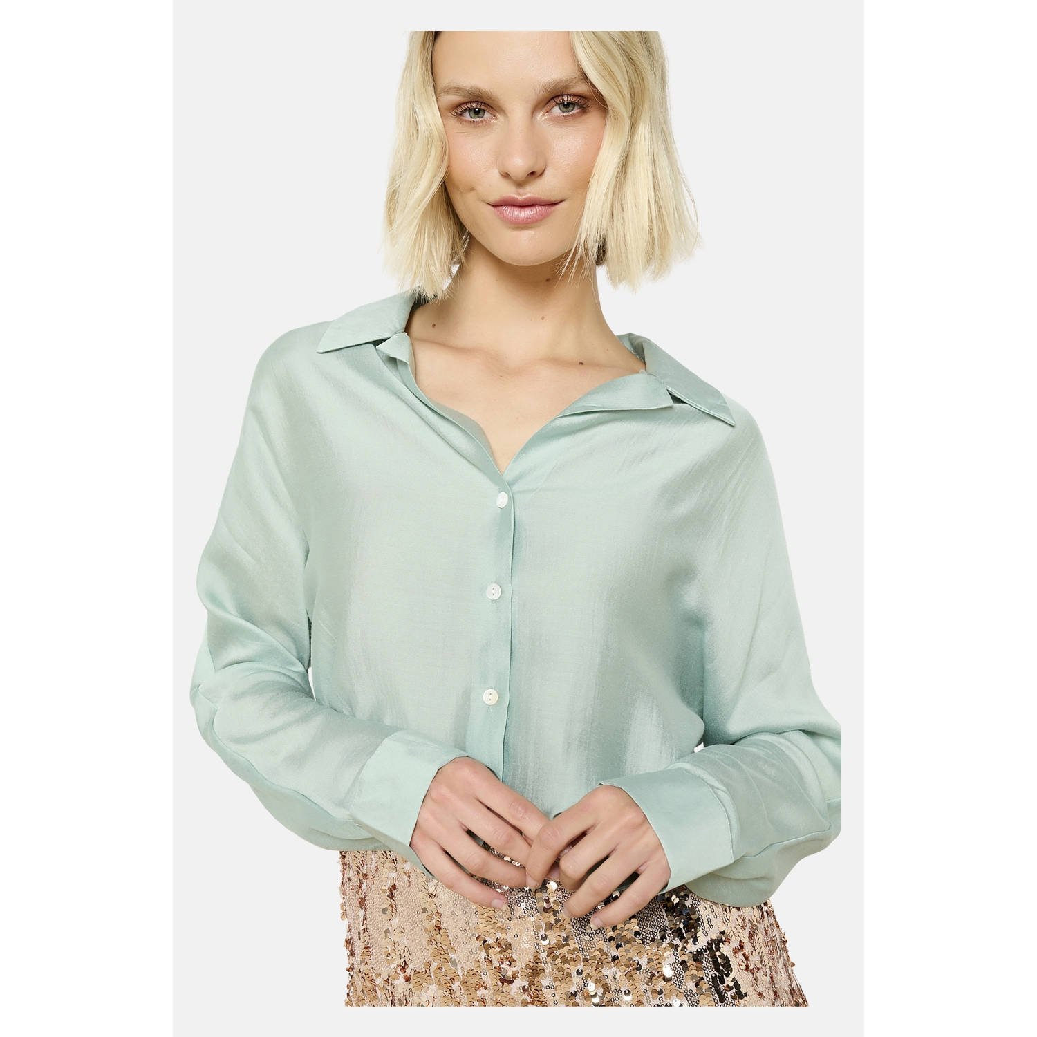 LOLALIZA satijnen blouse mintgroen