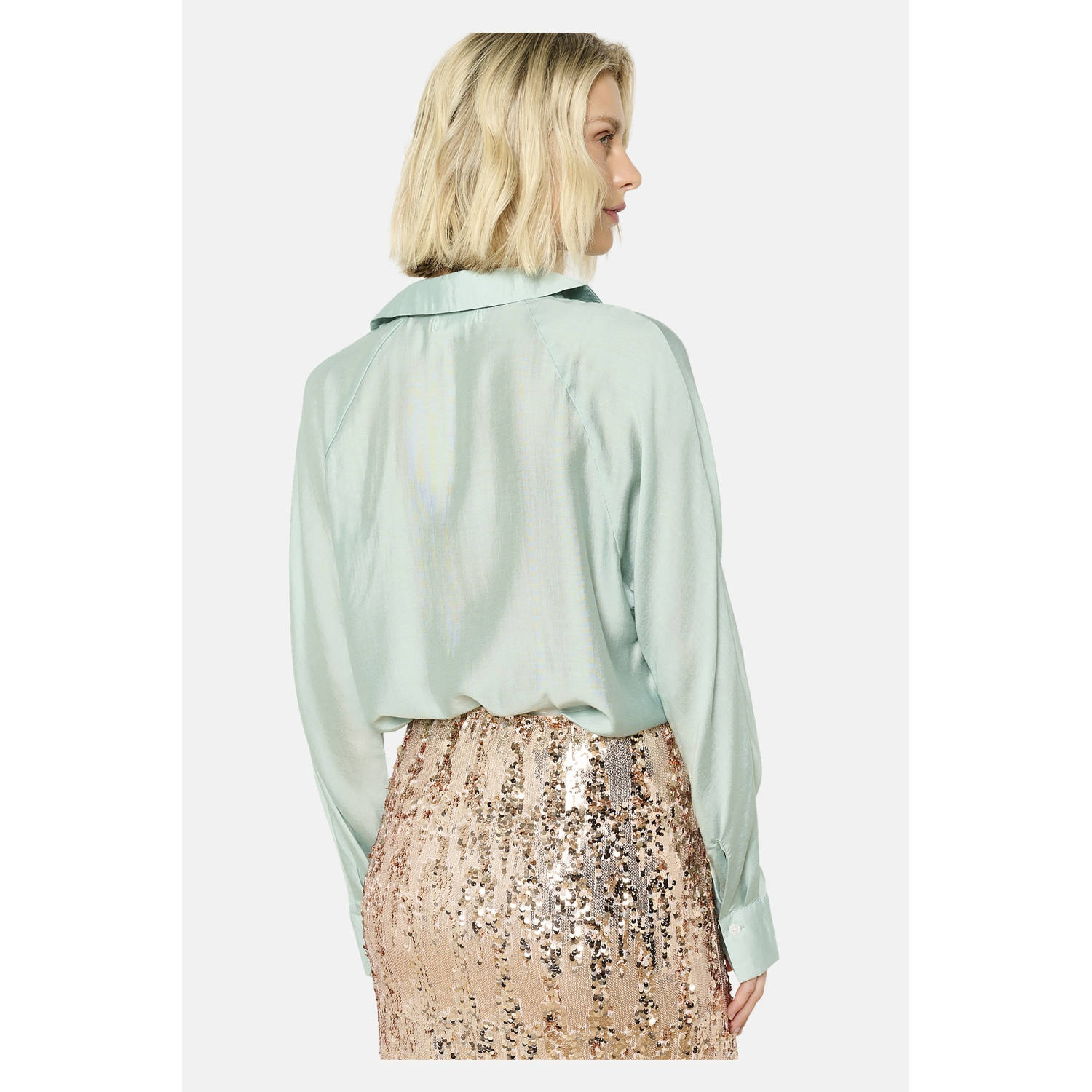 LOLALIZA satijnen blouse mintgroen