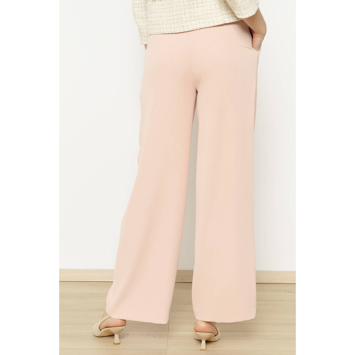 LOLALIZA wide leg high waist broek lichtroze