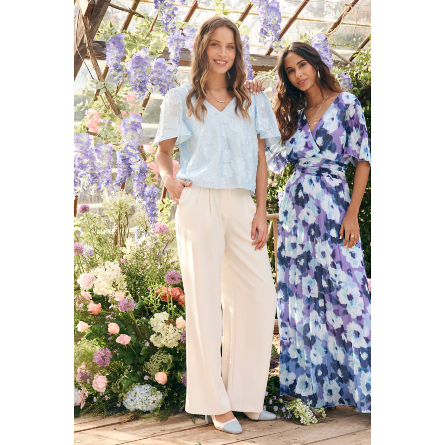 LOLALIZA wide leg high waist broek ecru
