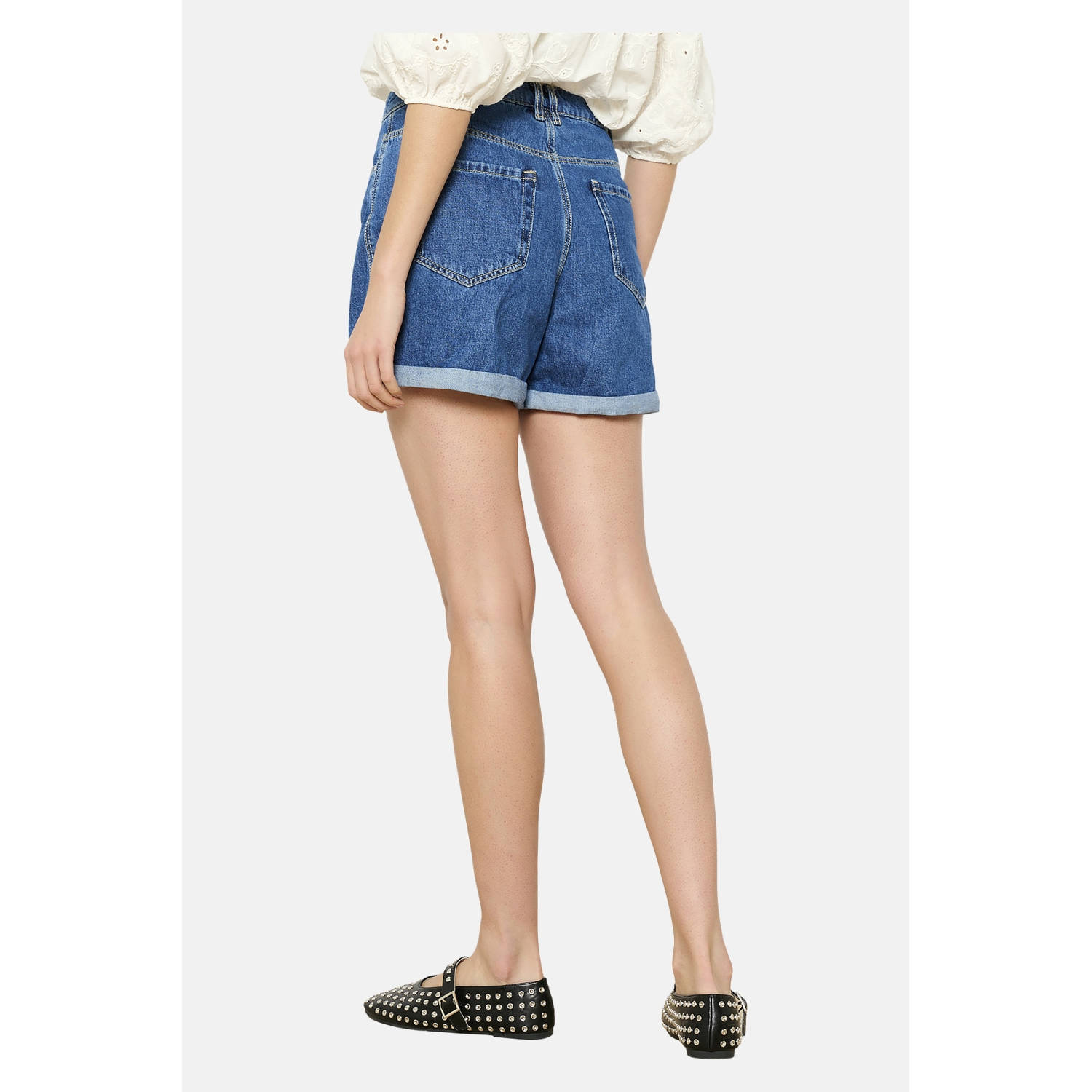 LOLALIZA regular high waist denim short dark blue denim