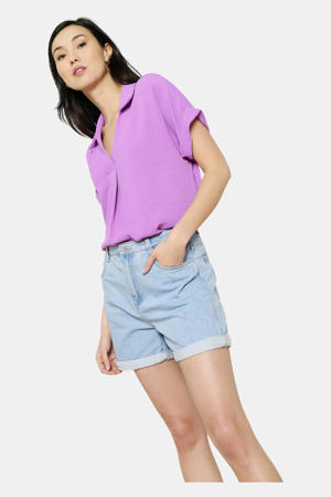 regular high waist denim short light blue denim