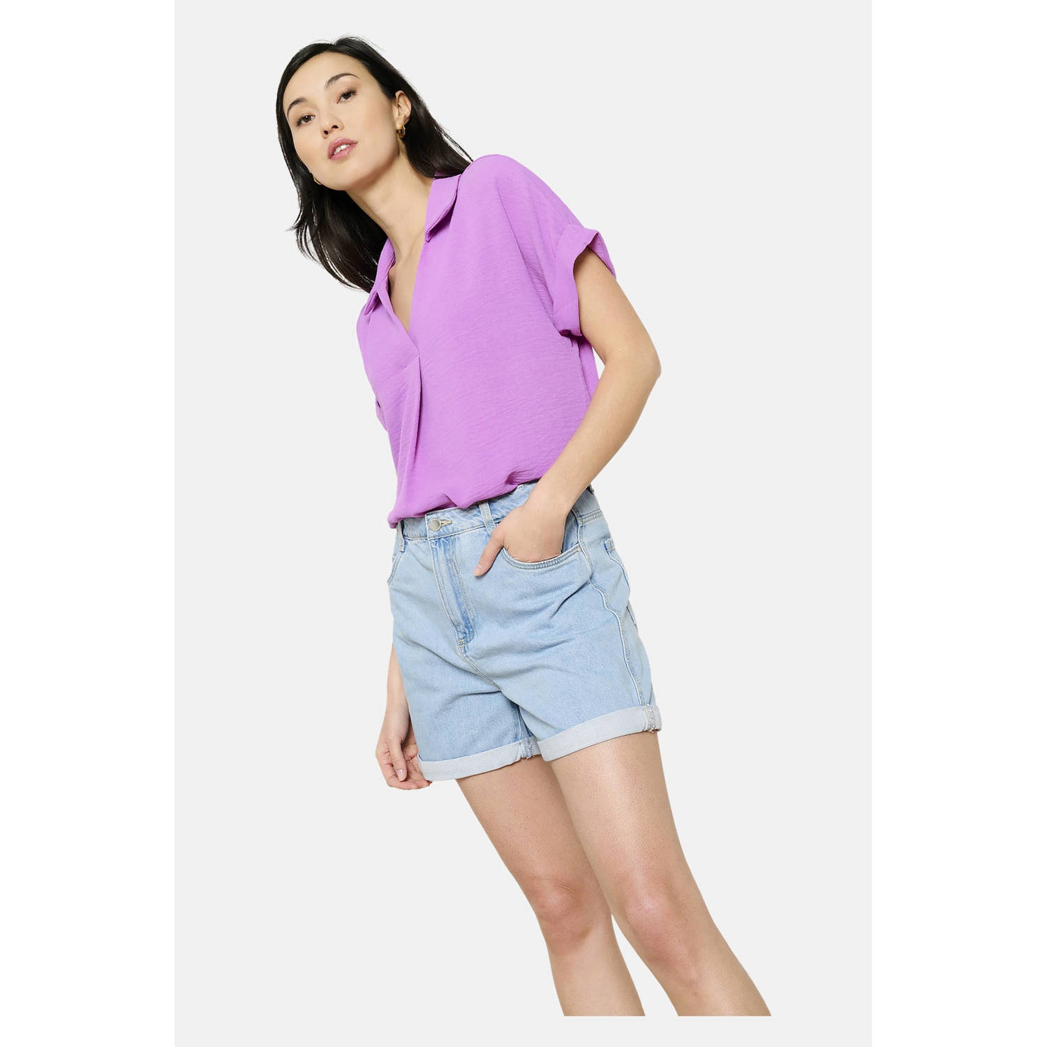 LOLALIZA regular high waist denim short light blue denim