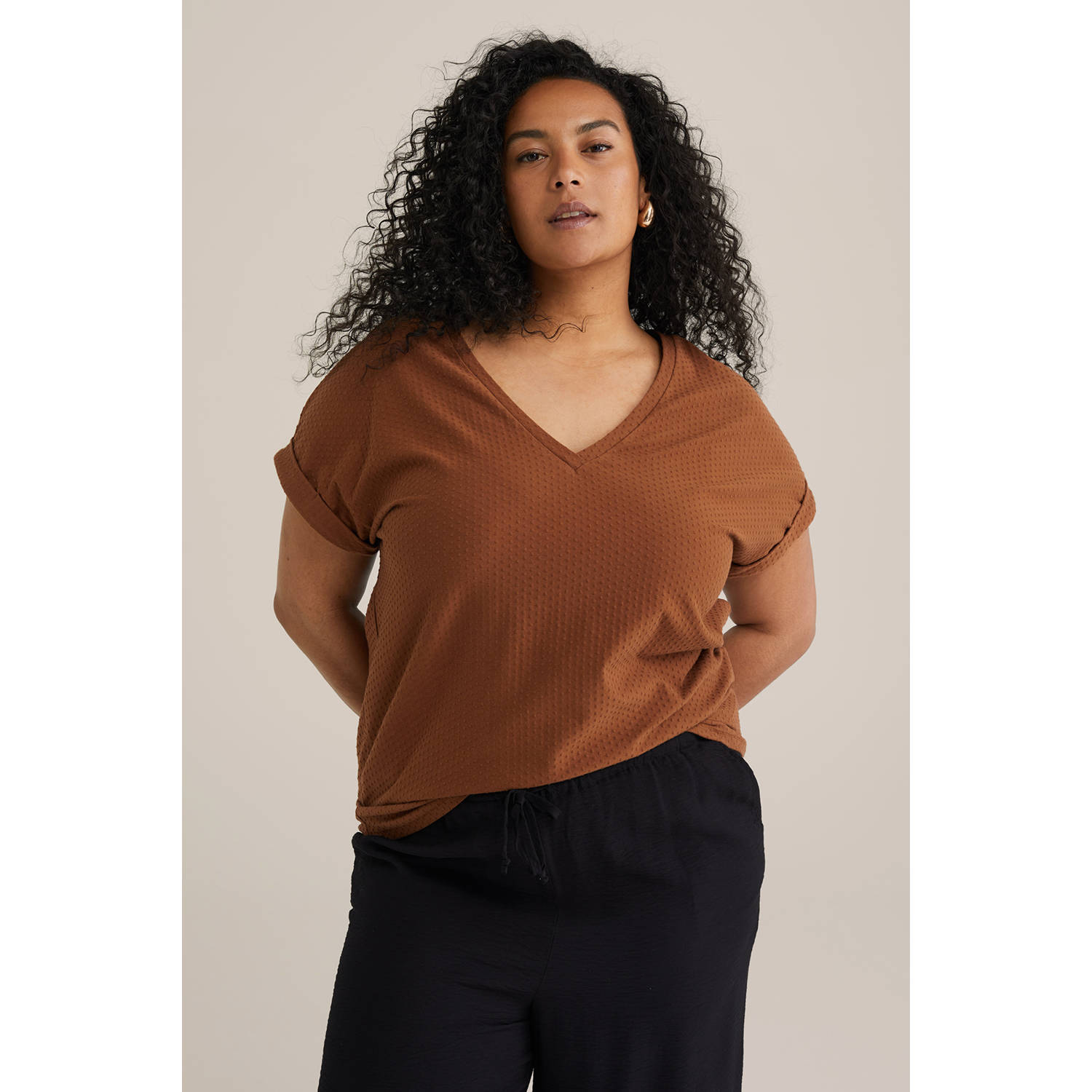 WE Fashion Curve top bruin
