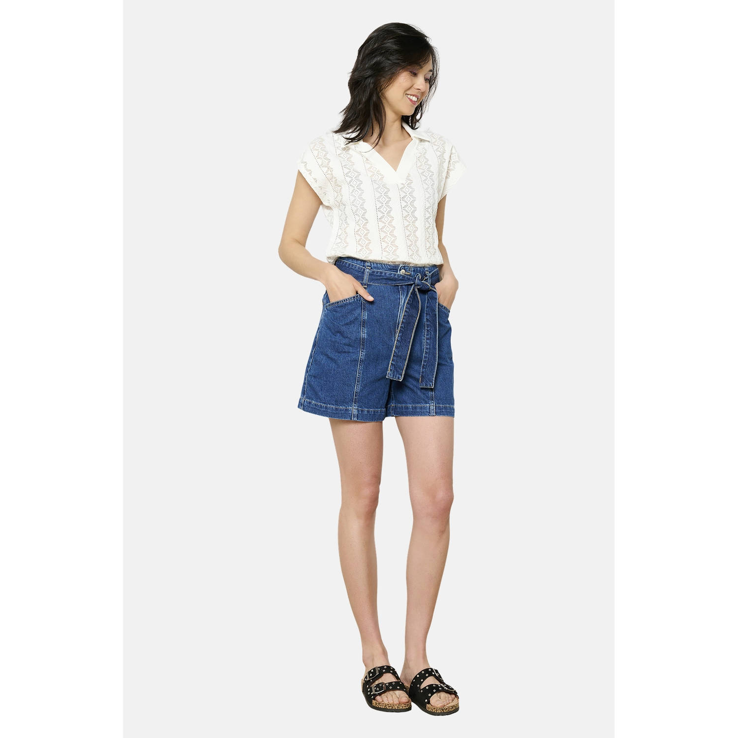 LOLALIZA denim regular waist short dark blue denim