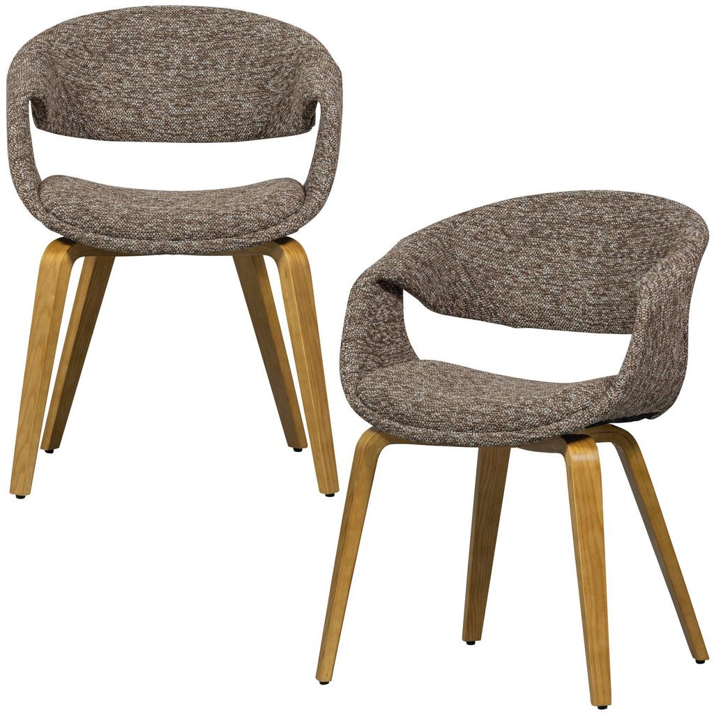 WOOOD WOOOD Yossi Eetkamerstoelen Metalen Koper Poot - Bruin - Set van 2