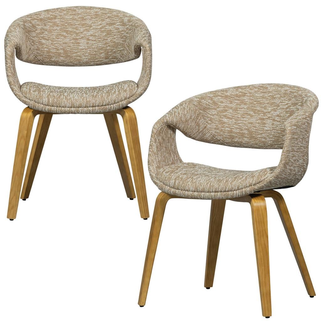 WOOOD Yossi Eetkamerstoelen Met Houten Naturel Poot - Zand - Set van 2