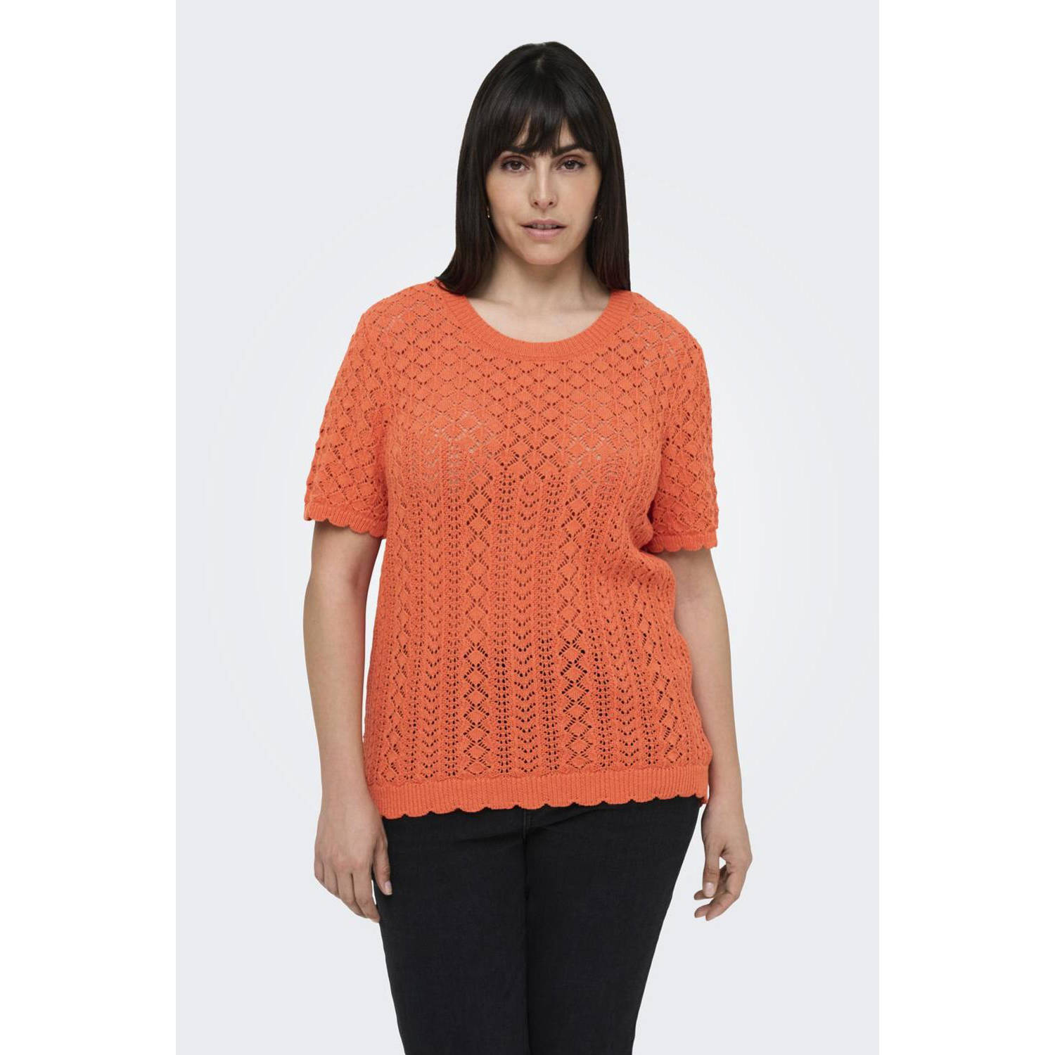 ONLY CARMAKOMA top gebreid oranje