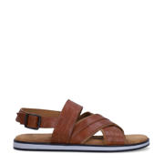 thumbnail: Cognackleurige heren No Stress leren sandalen met gesp