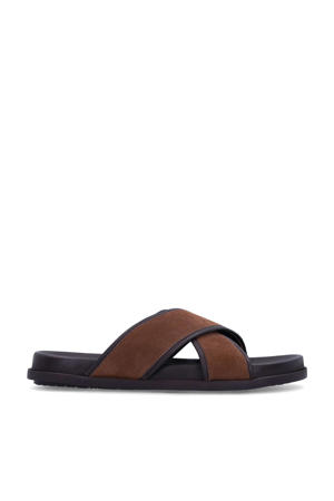 suède slippers bruin