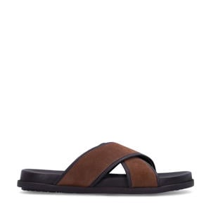 suède slippers bruin