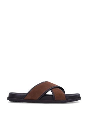 suède slippers bruin