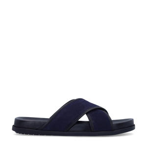suède slippers donkerblauw