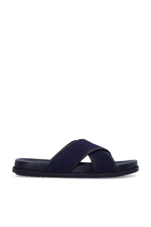 suède slippers donkerblauw